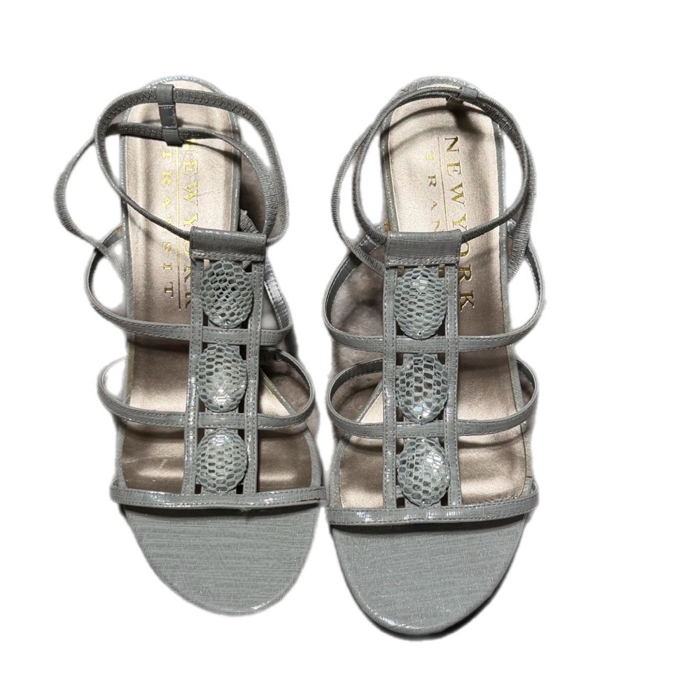 New York Transit Silver Multi-Strap Dress Sandals